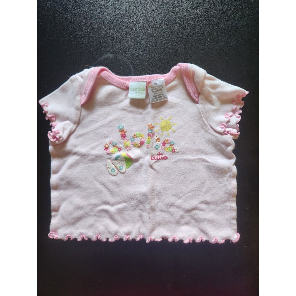 Circo Baby Girl 3M Pink Little Cutie Graphic T-Shirt Ruffle Trim